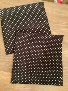 **PAIR ** BLACK WITH WHITE EMBROIDERY 15" SQUARE ZIPPERED PILLOW COVERS